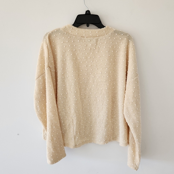 June and Hudson Polka Dot Swiss Dot Long Sleeve Top Pastel Yellow XL NWT - Picture 2 of 4